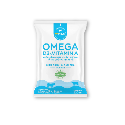 Sữa tiệt trùng VP Milk Omega không đường 220ml