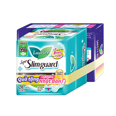 Băng vệ sinh Laurier Super Slimguard kháng khuẩn 22.5cm