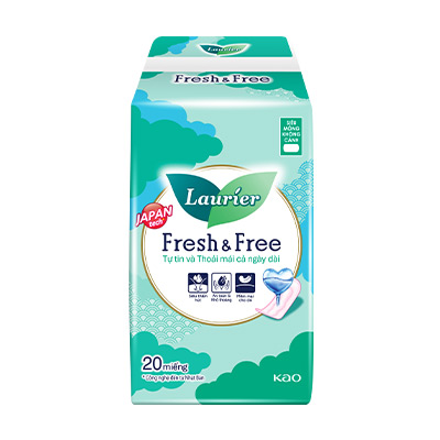 Băng vệ sinh Laurier Fresh &amp; free siêu mỏng không cánh ban ngày 20 miếng
