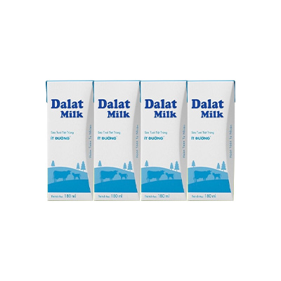 Sữa tươi tiệt trùng ít đường Dalatmilk 180ml