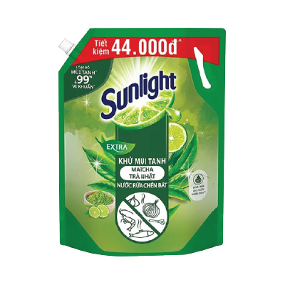 Nước rửa chén SUNLIGHT trà xanh túi 3.4kg