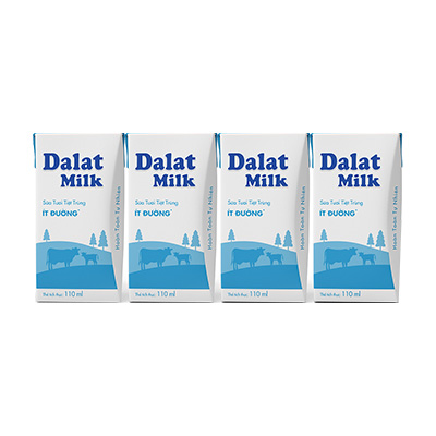 Sữa tươi tiệt trùng ít đường DalatMilk 110ml