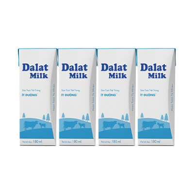 Sữa tươi tiệt trùng ít đường Dalatmilk 180ml