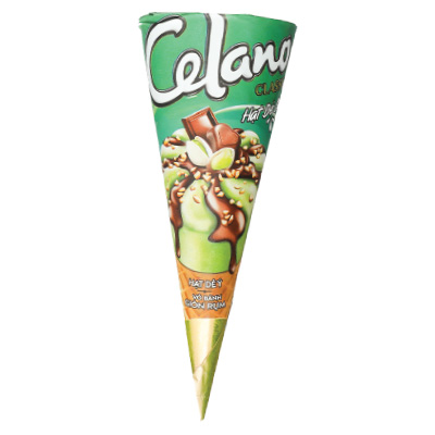 Kem ốc quế Celano hạt dẻ cười 66g