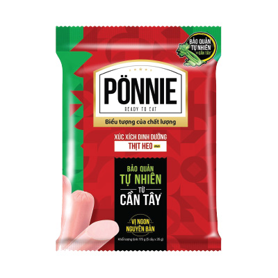 Xúc xích PONNIE dinh dưỡng thịt heo 175g
