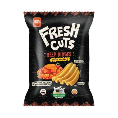 Snack khoai tây lát dày vị gạch cua sốt cay 63g