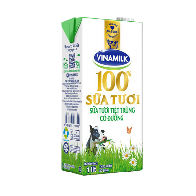 Sữa tiệt trùng có đường đàn bò 100% 1L
