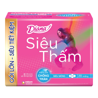 Băng vệ sinh Diana siêu thấm siêu mỏng cánh (gói lớn 20 miếng)