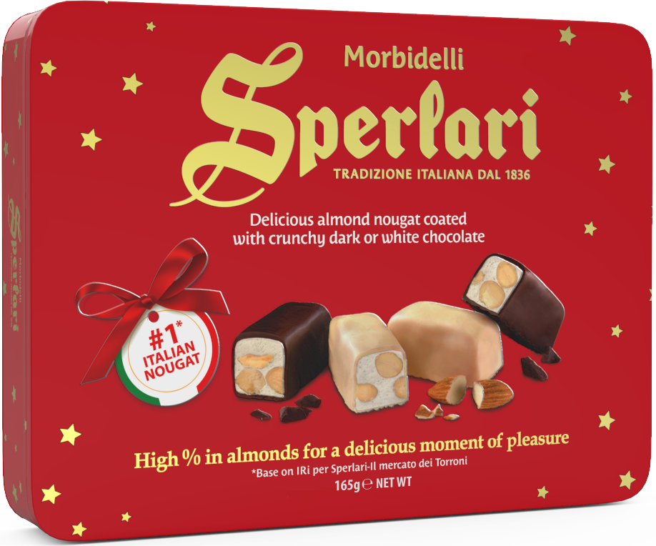 Hộp Sô Cô La Đen Và Trắng Nhân Nougat Sperlari 165G