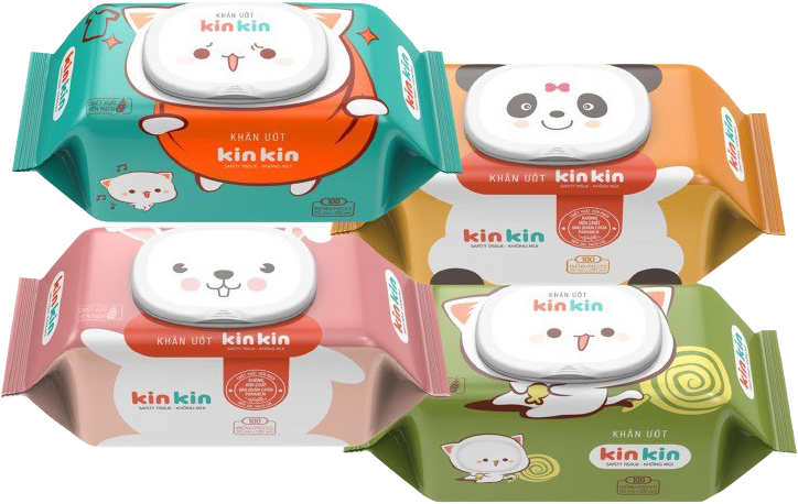 KINKIN - Khăn ướt có nắp,kh.mùi các màu 100'sx24