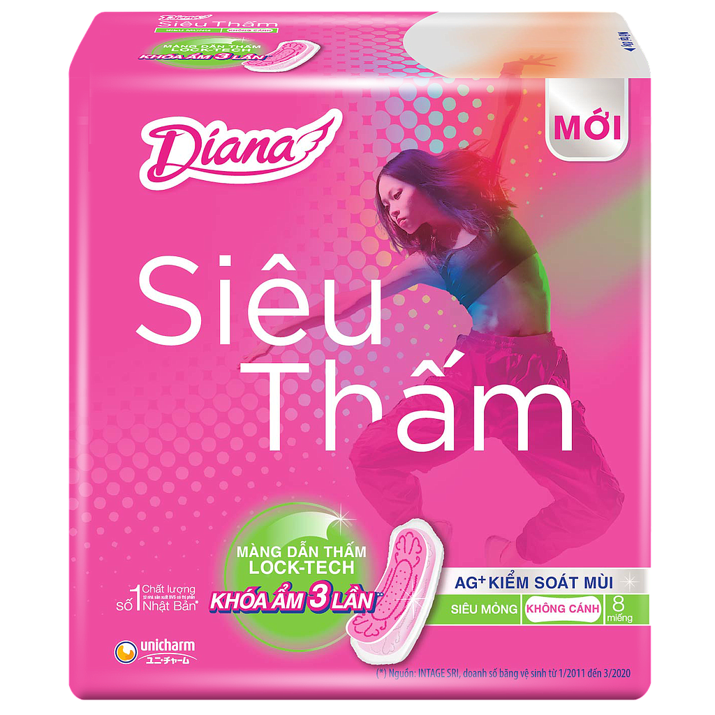 BVS Diana Siêu thấm Siêu mỏng Không Cánh 08 miếng