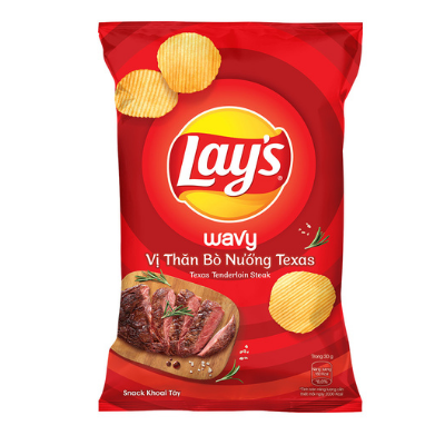 Snack Lay's Wavy vị thăn bò nướng texas 95g