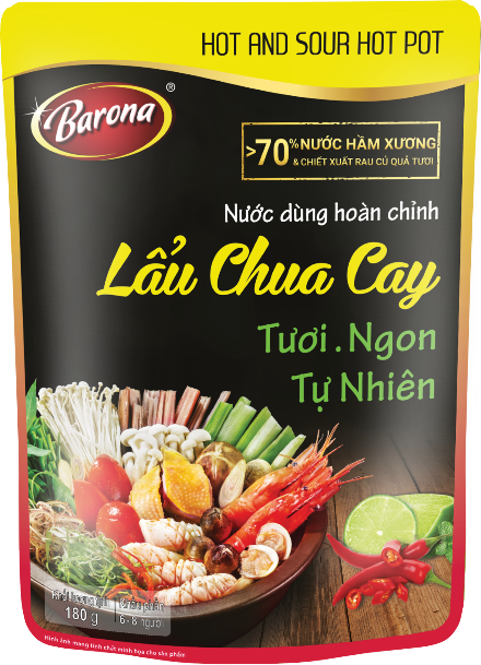 Nước dùng hoàn chỉnh Barona - Lẩu Chua Cay 180gr