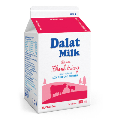 Sữa tươi thanh trùng Dalatmilk vị dâu 180ml