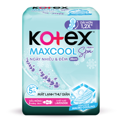 Băng vệ sinh KOTEX maxcool French Spa 6miếng 28cm